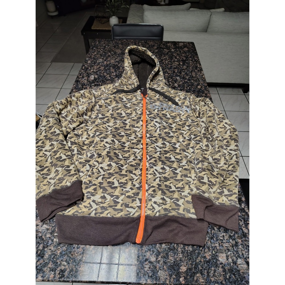 Duck Dynasty Hoodie Mens 2XL Green Camo Faux Fur Lined Outdoor A&E Casual